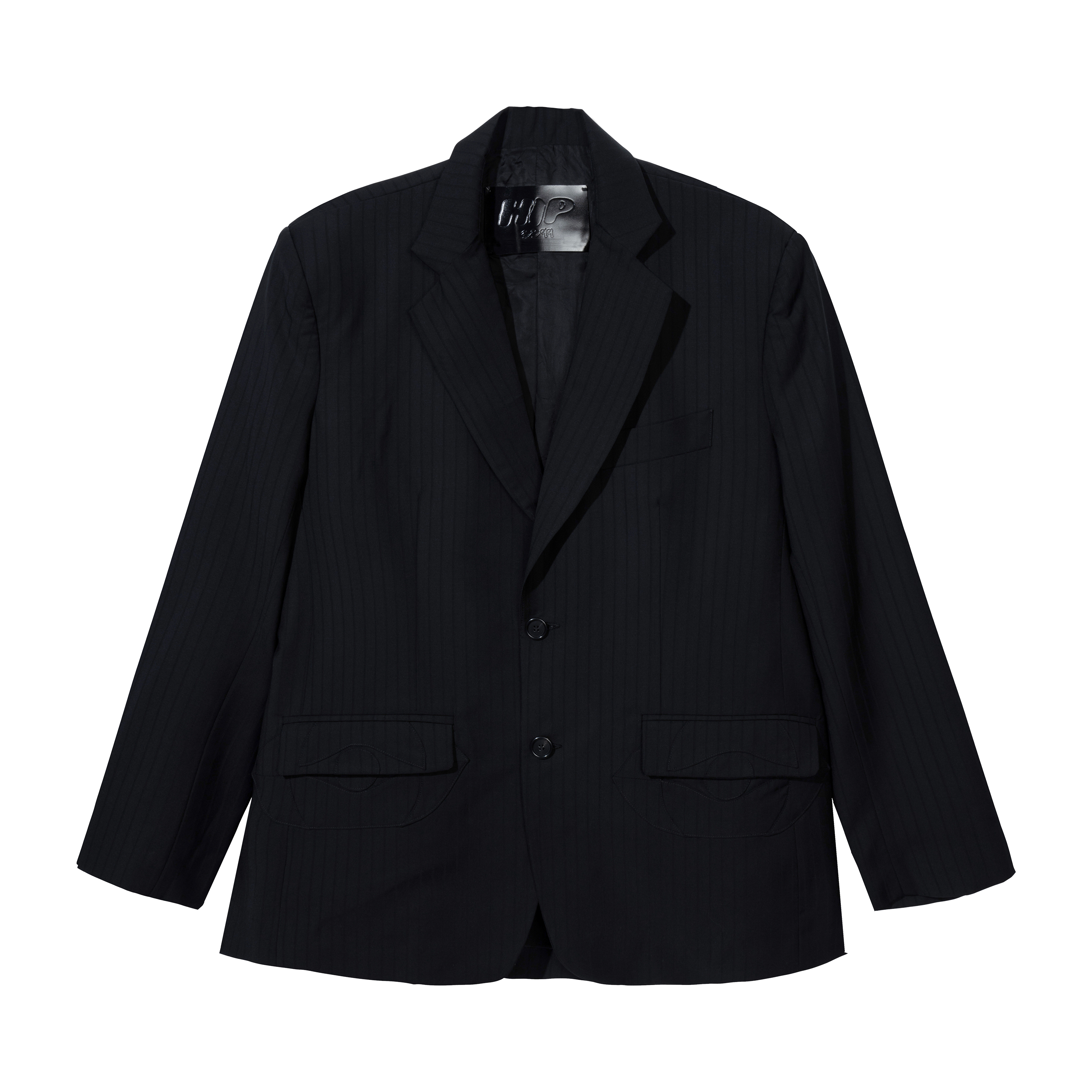 BLACK on BLACK PINSTRIPE BLAZER