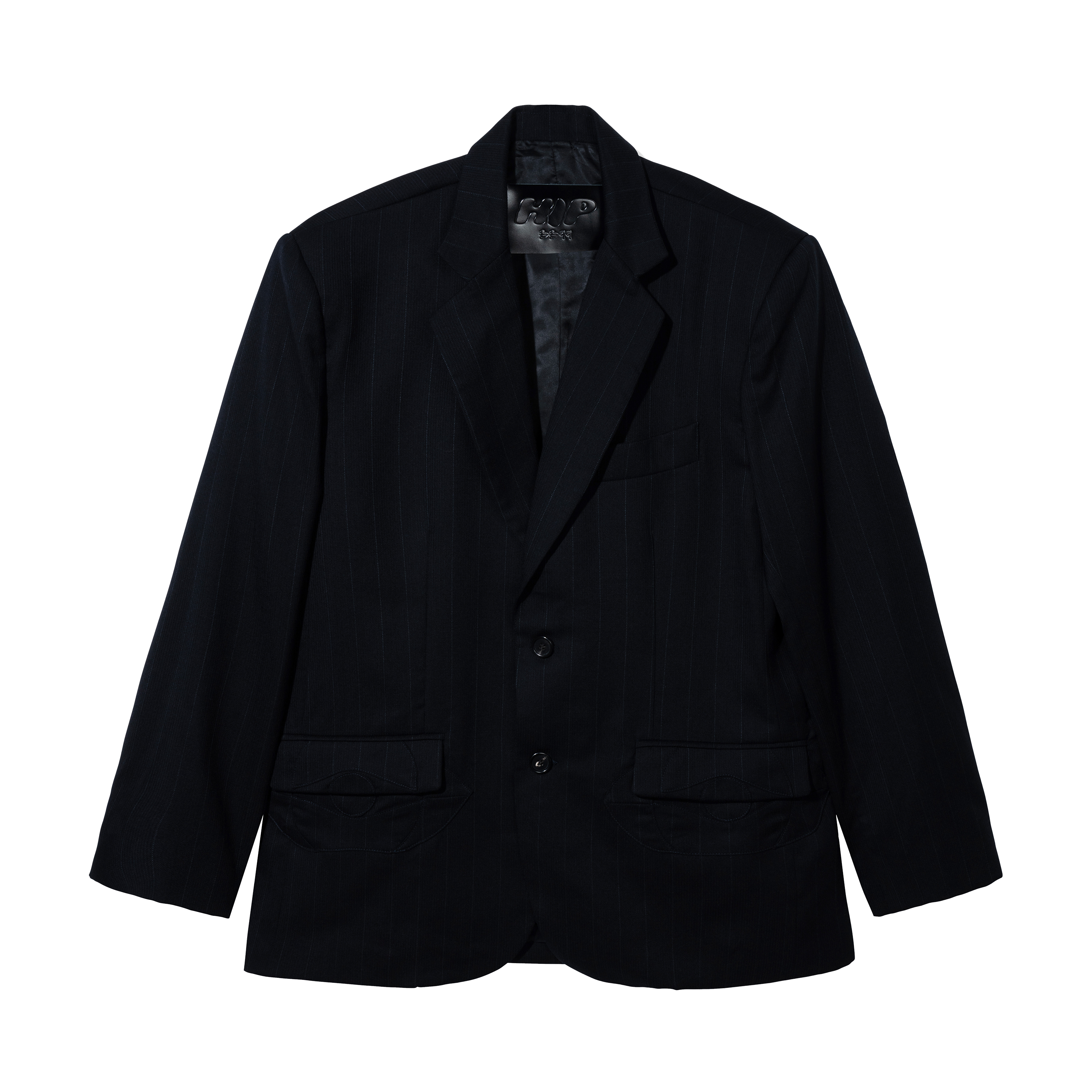 BLACK w/ GREY PINSTRIPE BLAZER