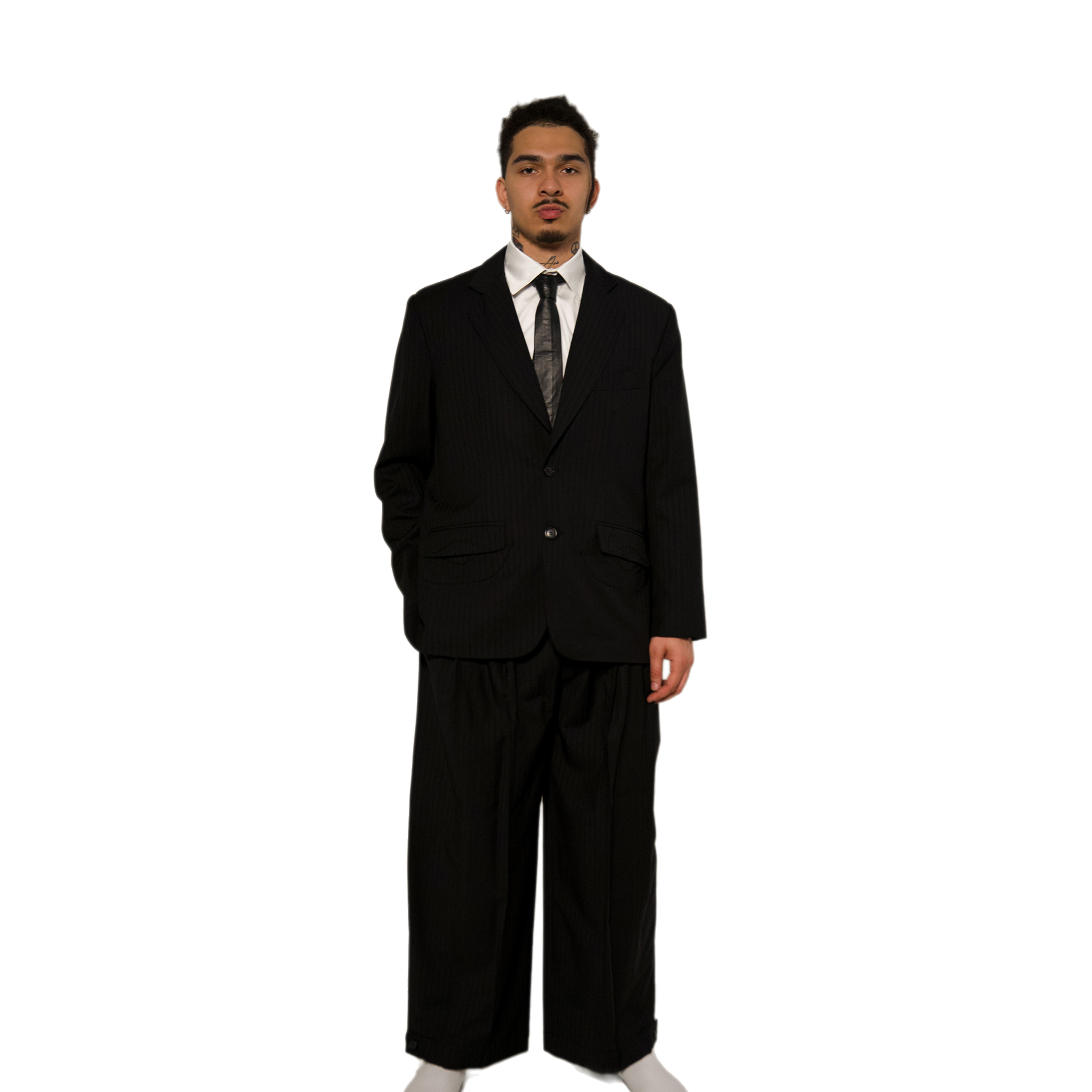 BLACK on BLACK PINSTRIPE BLAZER