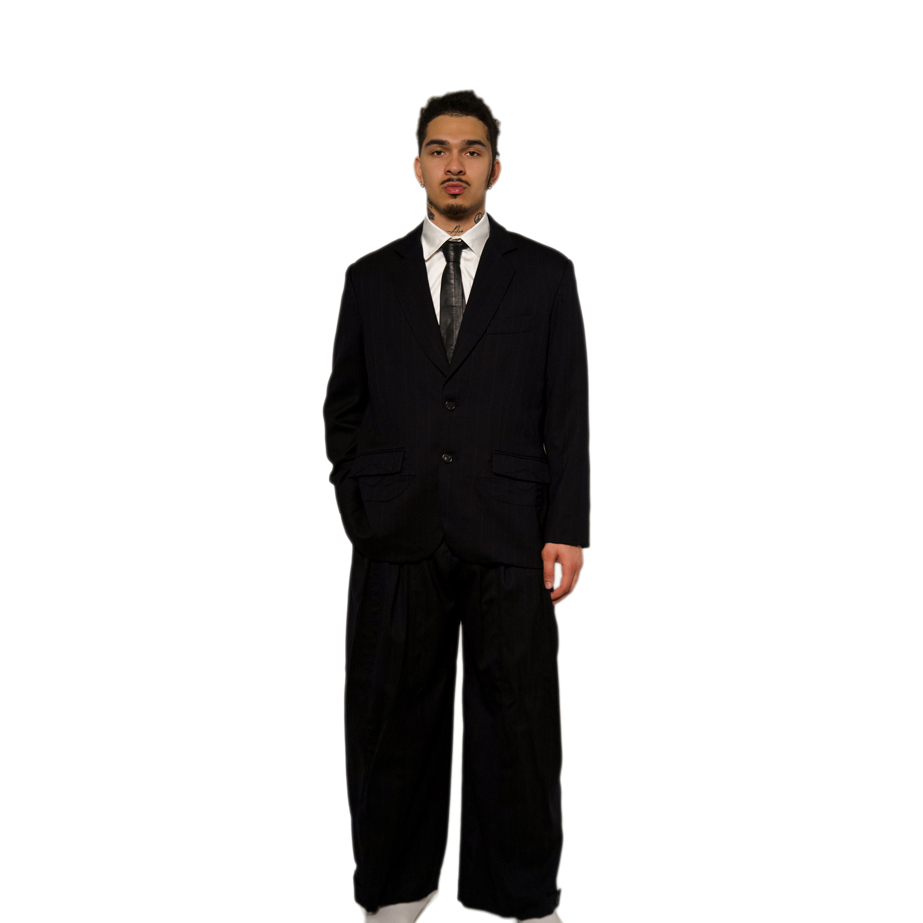 BLACK w/ GREY PINSTRIPE BLAZER