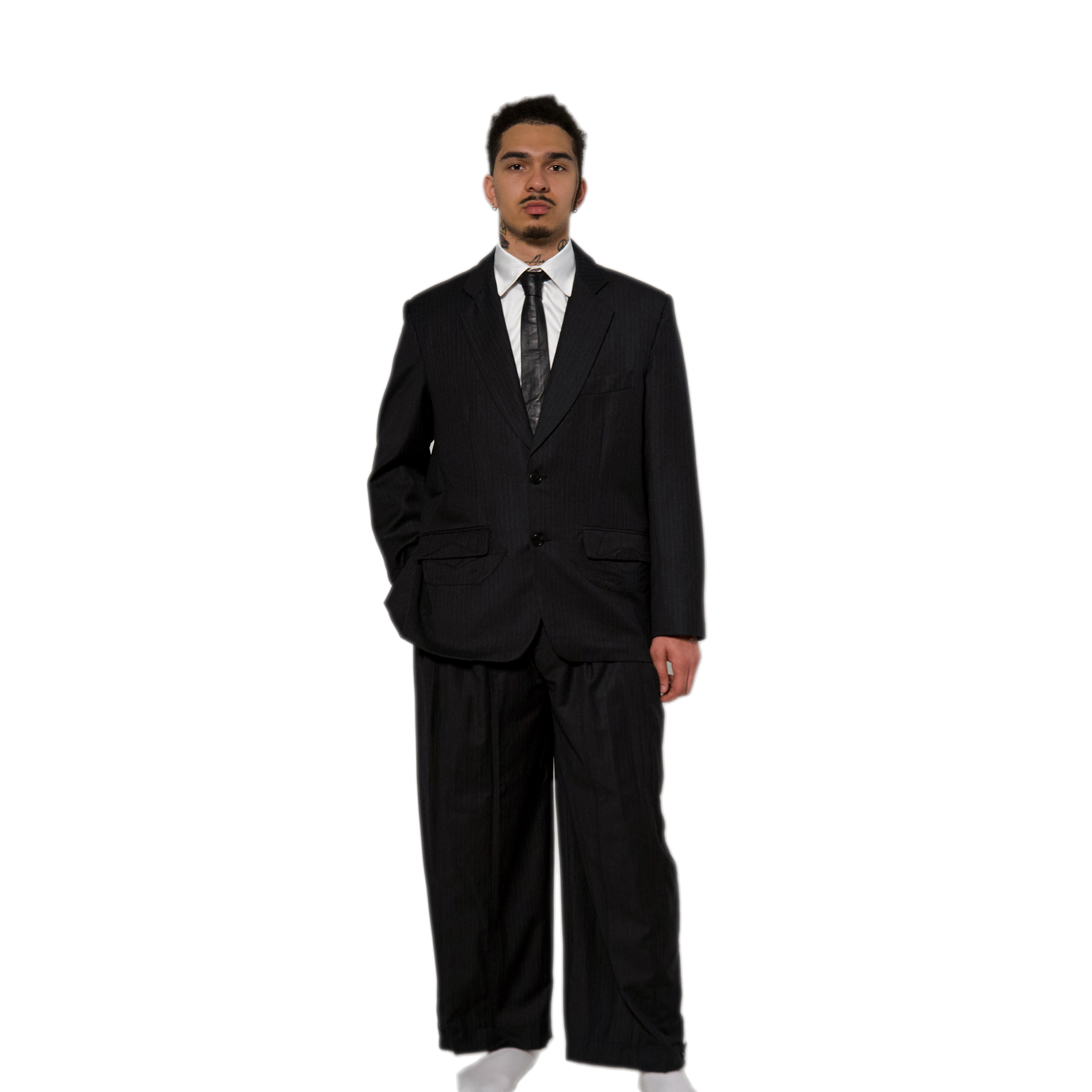 DARK GREY PINSTRIPE BLAZER