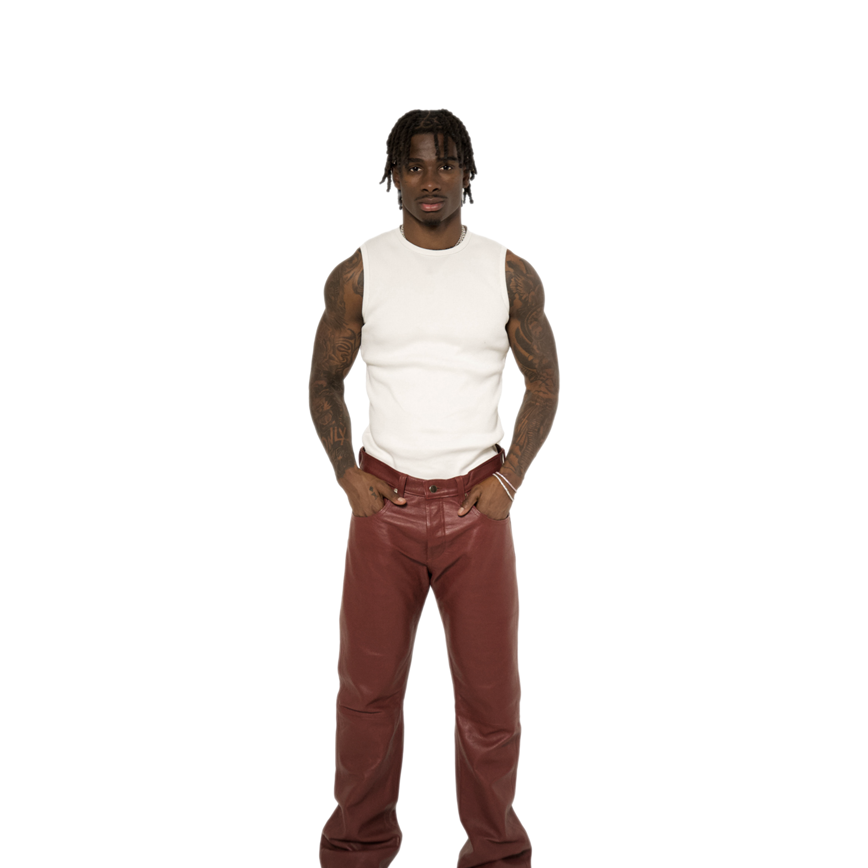 DD STRAIGHT LEG LEATHER PANTS