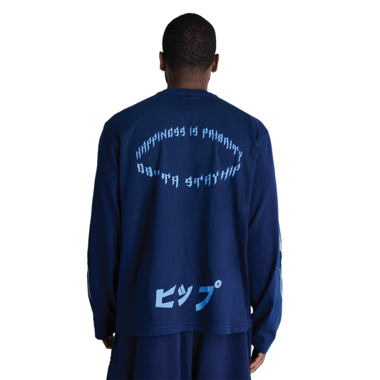 GRUNGE FLAME L/S T-SHIRT VINTAGE NAVY