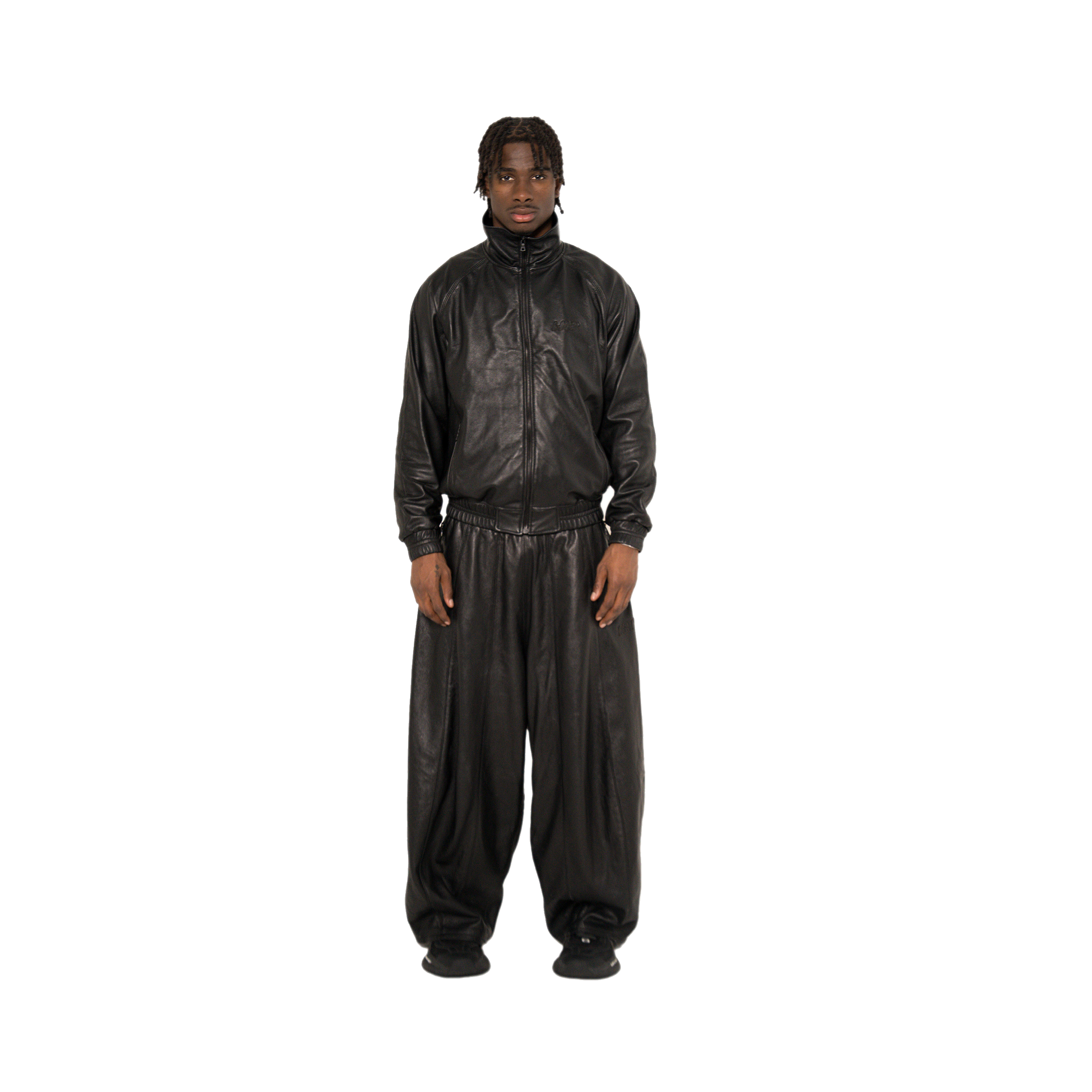 NOIR LEATHER TRACK PANTS