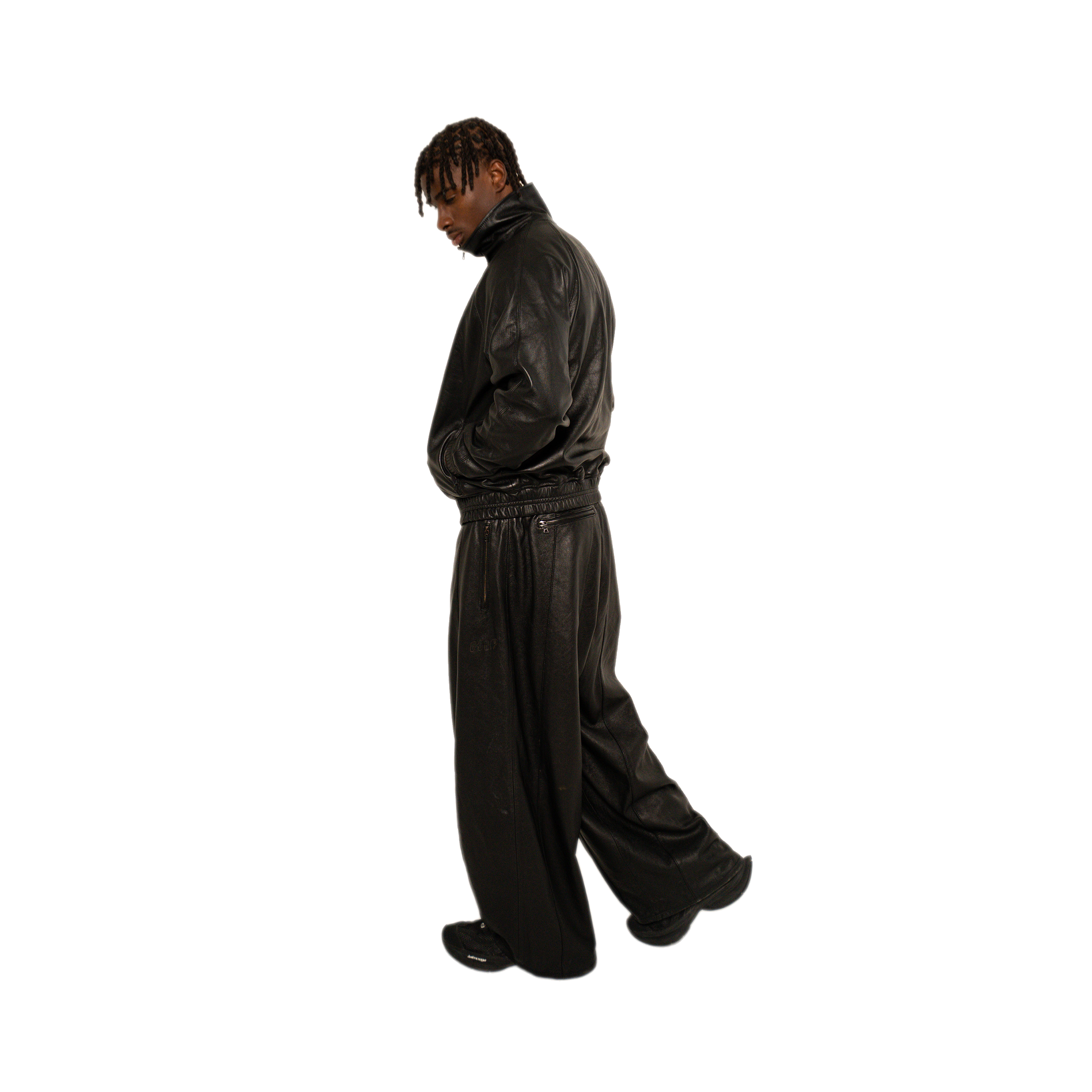 NOIR LEATHER TRACK PANTS