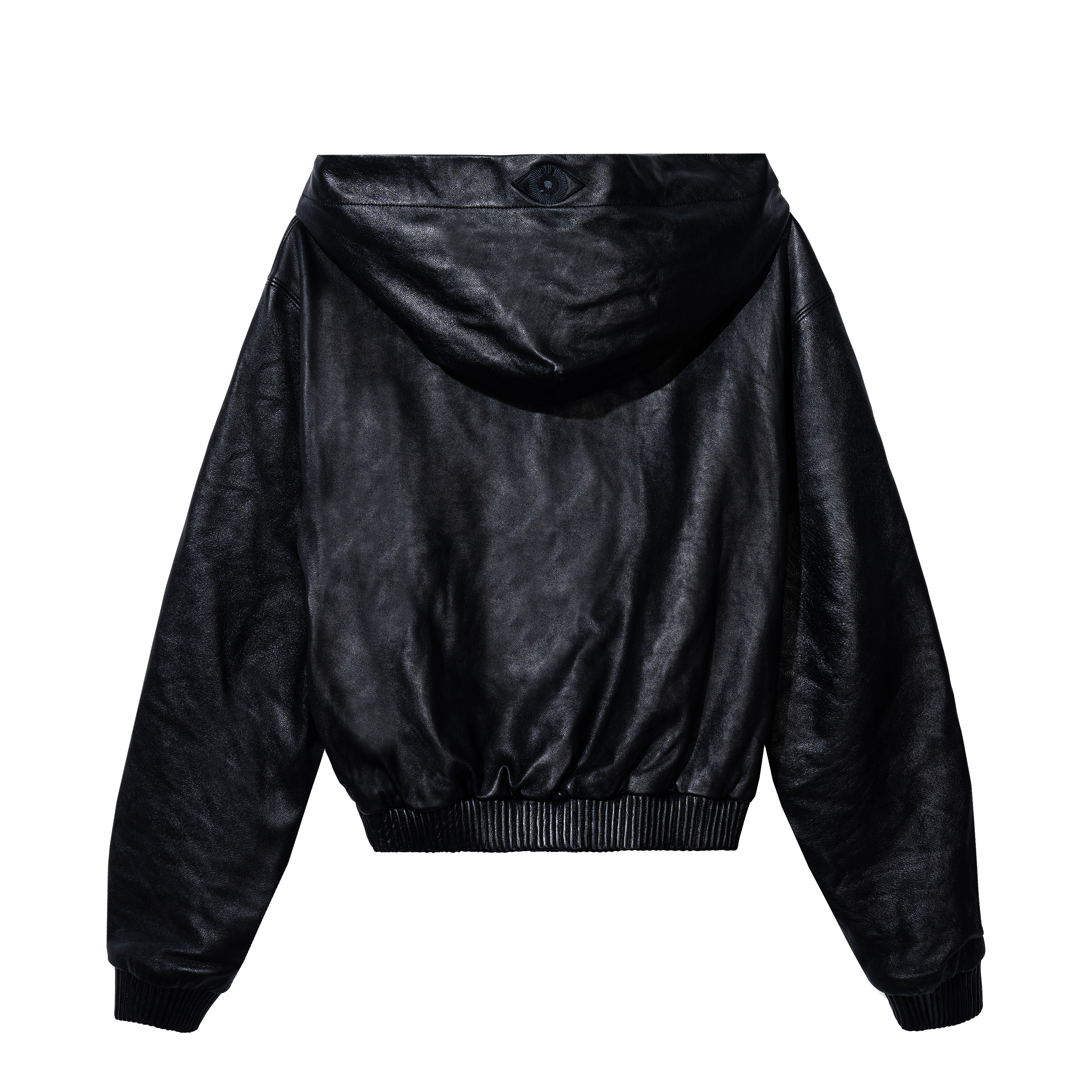 NOIR LEATHER ZIP-UP HOODIE