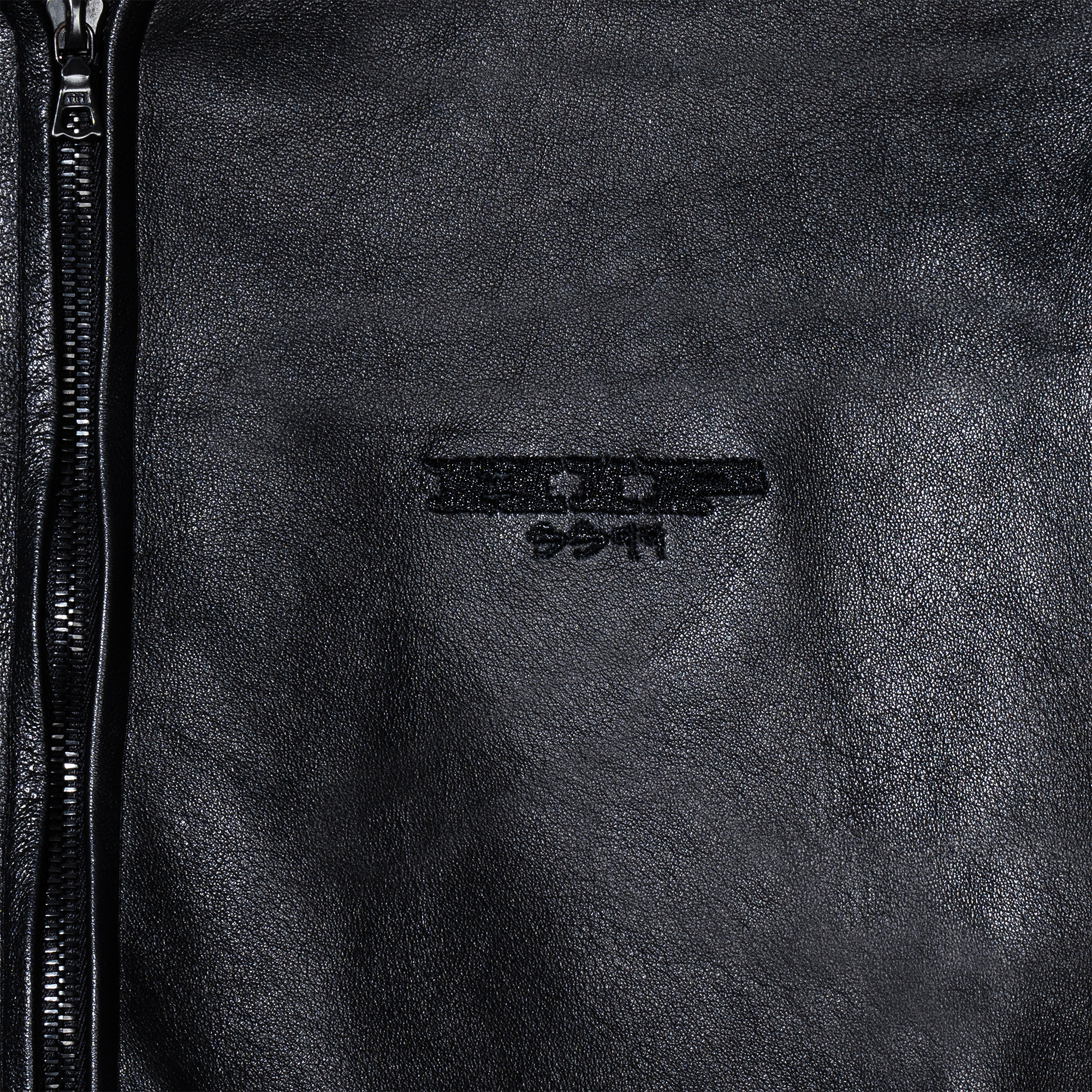 NOIR LEATHER ZIP-UP HOODIE