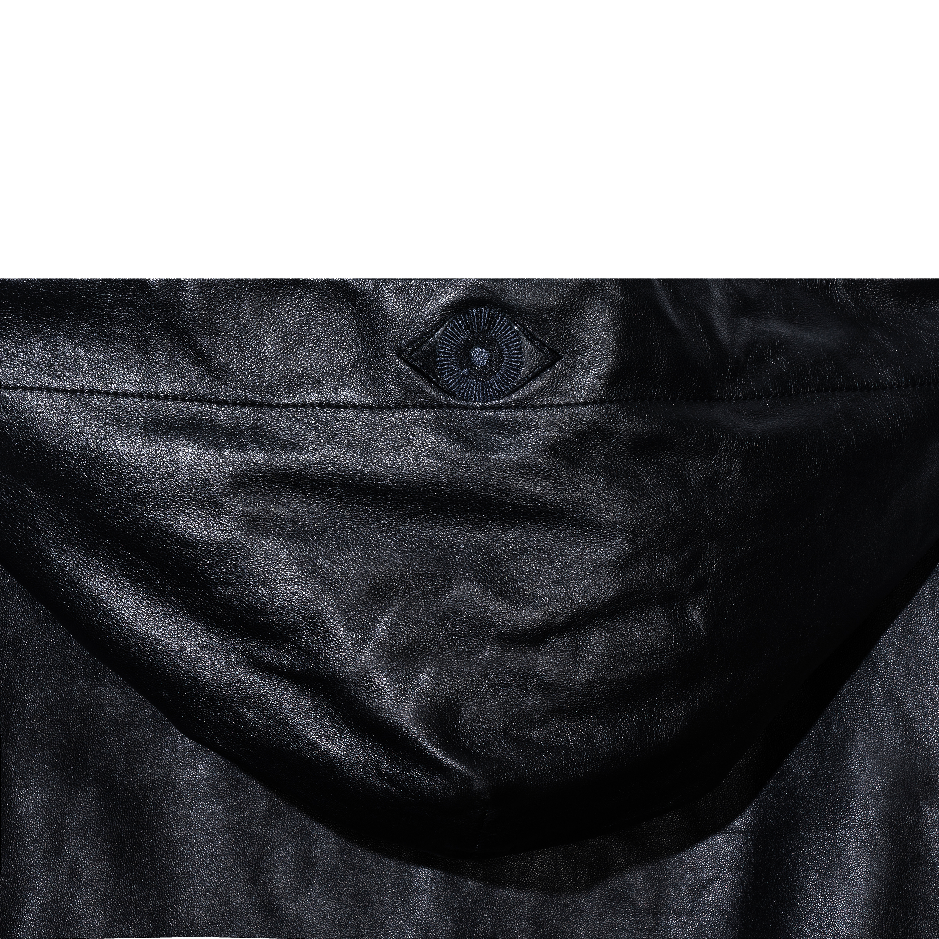 NOIR LEATHER ZIP-UP HOODIE