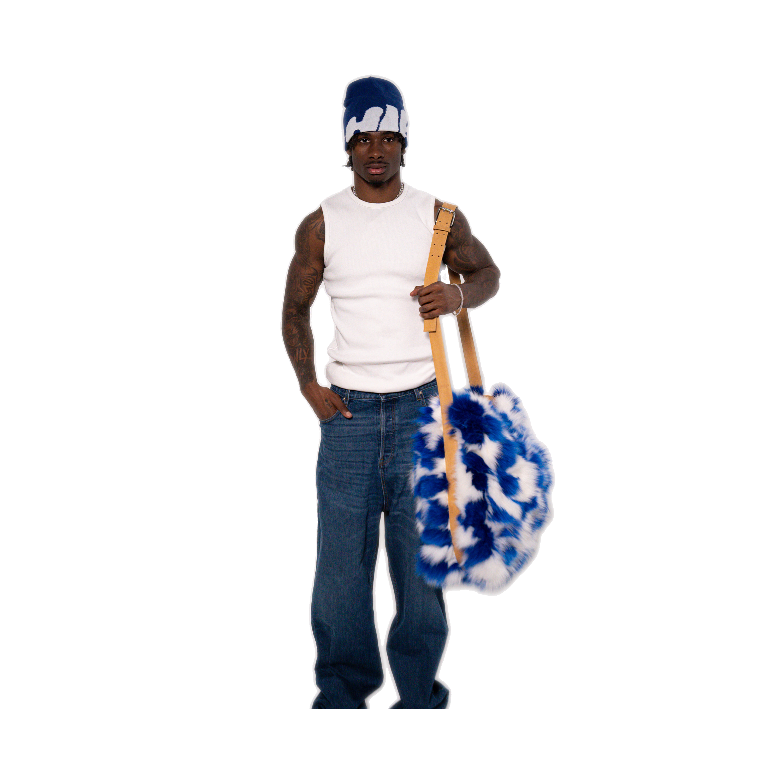 RABBIT SHOULDER BAG - BLUE & WHITE