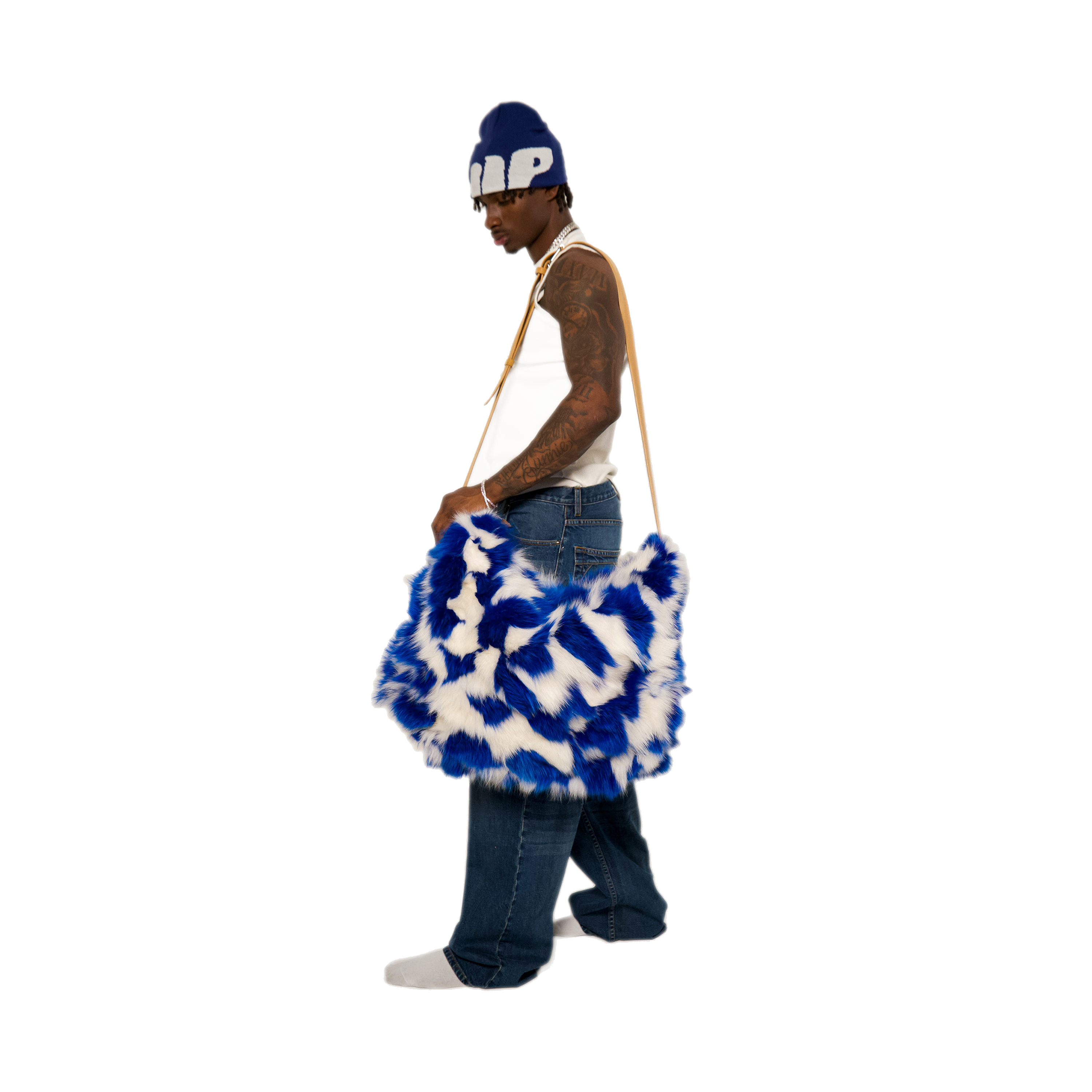 RABBIT SHOULDER BAG - BLUE & WHITE