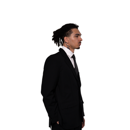BLACK on BLACK PINSTRIPE BLAZER