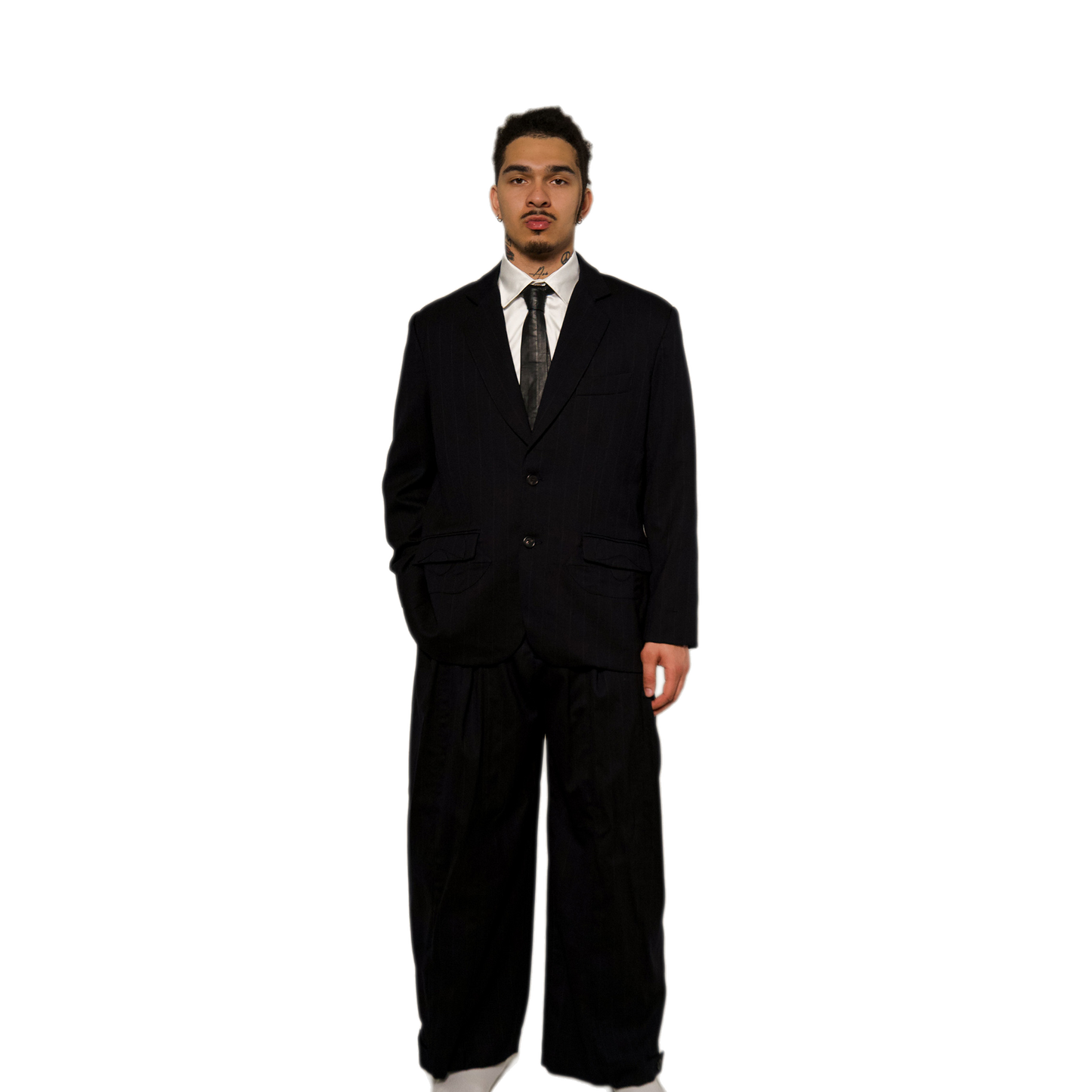 BLACK w/ GREY PINSTRIPE BLAZER