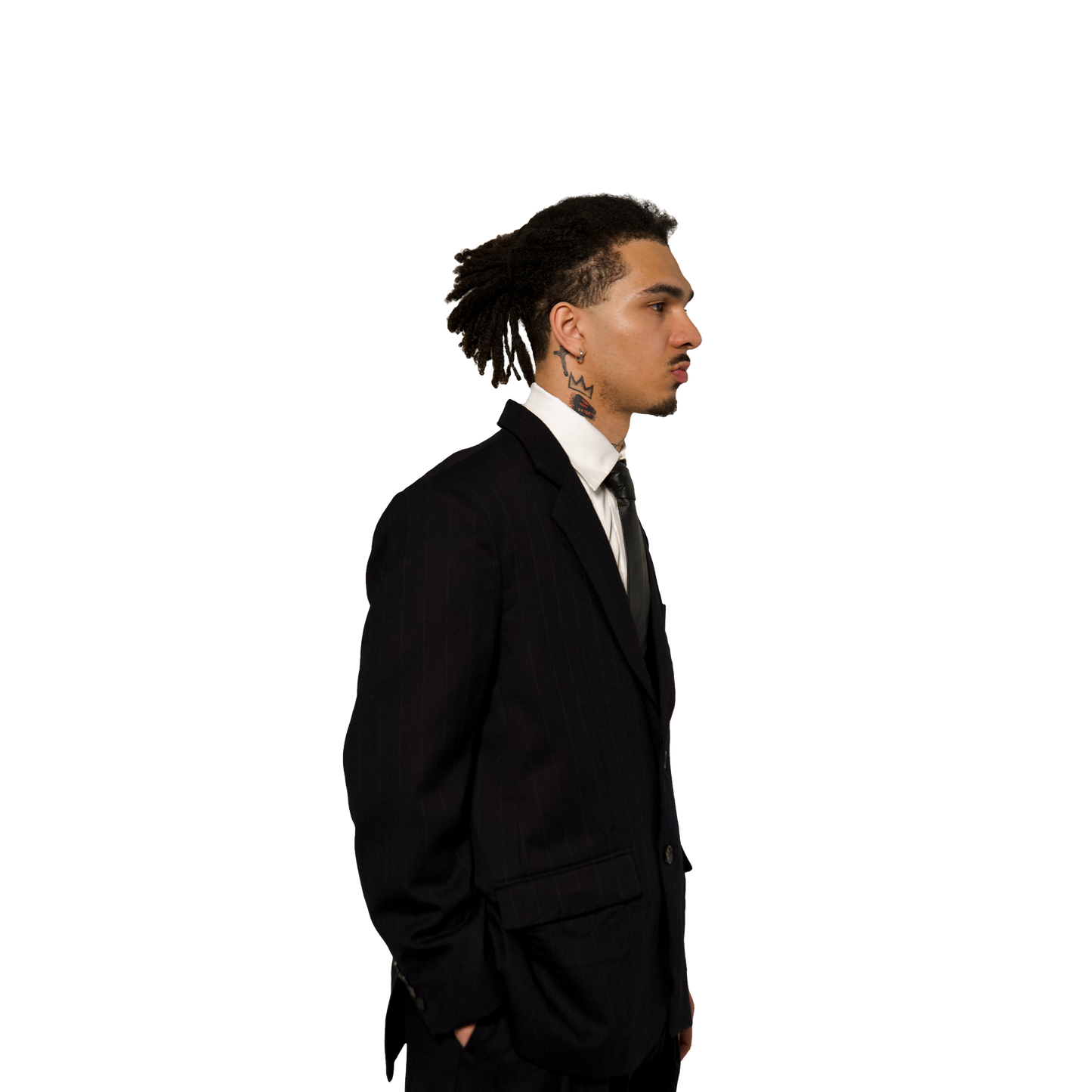BLACK w/ GREY PINSTRIPE BLAZER