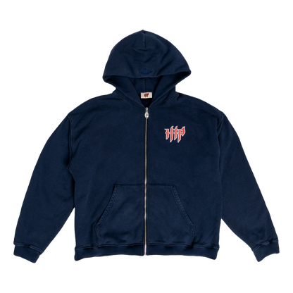 GRUNGE AMERICA ZIP HOODIE - VINTAGE BLUE