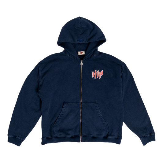 GRUNGE AMERICA ZIP HOODIE - VINTAGE BLUE