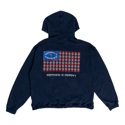 GRUNGE AMERICA ZIP HOODIE - VINTAGE BLUE