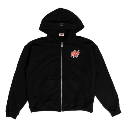 GRUNGE CORE ZIP HOODIE BLACK/RED