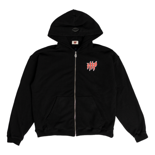 GRUNGE CORE ZIP HOODIE BLACK/RED