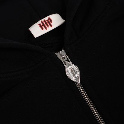 GRUNGE CORE ZIP HOODIE BLACK/RED
