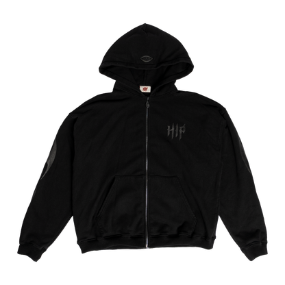 GRUNGE FLAME ZIP HOODIE - NOIR