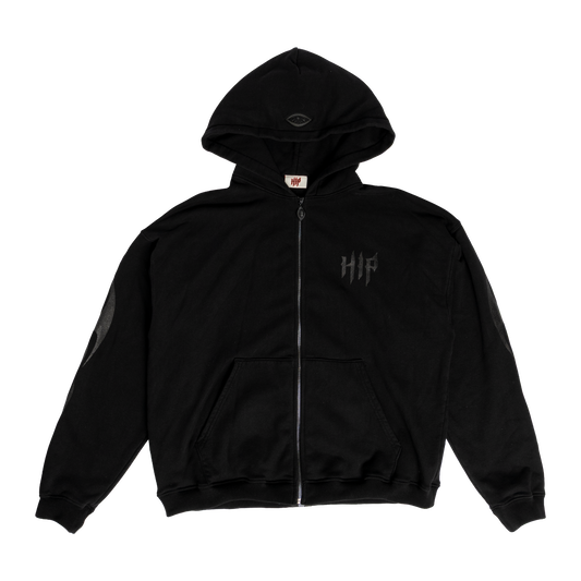 GRUNGE FLAME ZIP HOODIE - NOIR