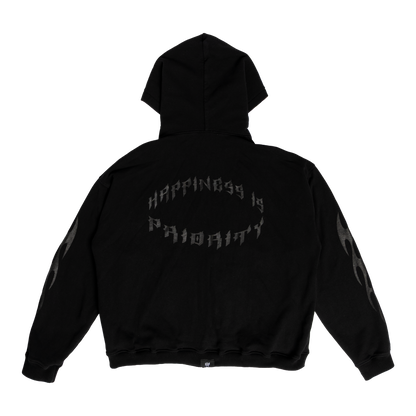 GRUNGE FLAME ZIP HOODIE - NOIR