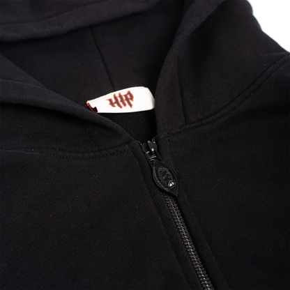GRUNGE FLAME ZIP HOODIE - NOIR
