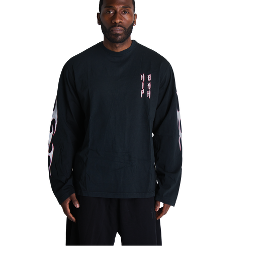 GRUNGE FLAME L/S T-SHIRT - NOIR