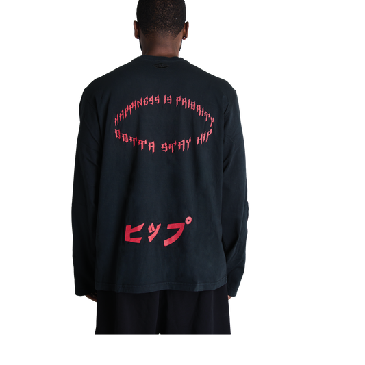 GRUNGE FLAME L/S T-SHIRT - NOIR