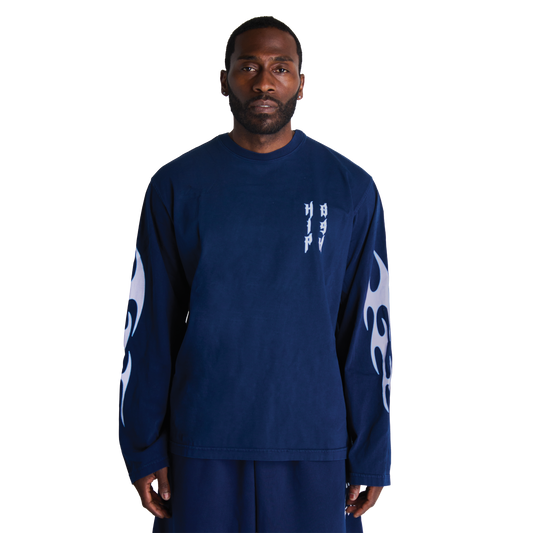 GRUNGE FLAME L/S T-SHIRT VINTAGE NAVY