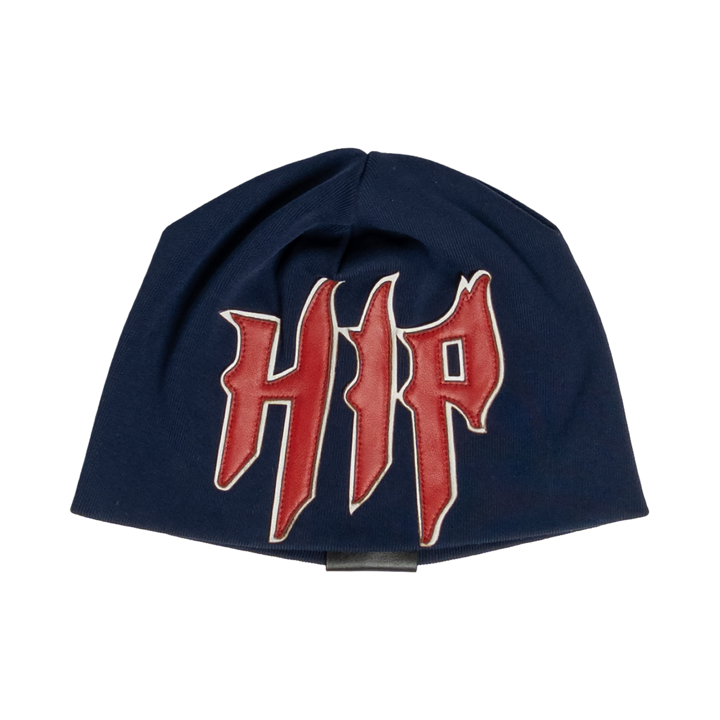 GRUNGE ROCKSTAR LEATHER TOQUE - NAVY/RED
