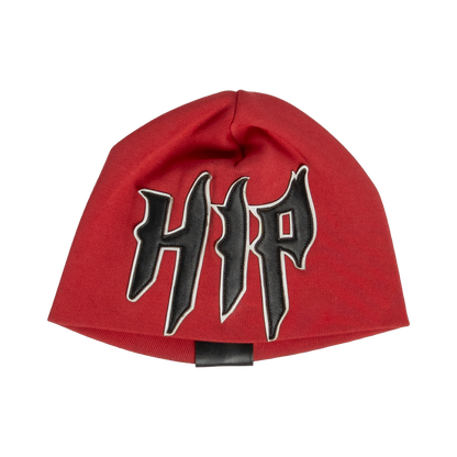 GRUNGE ROCKSTAR LEATHER TOQUE - RED/NOIR