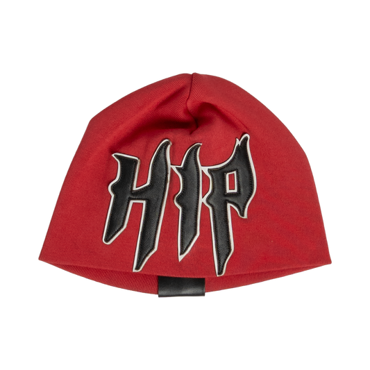 GRUNGE ROCKSTAR LEATHER TOQUE - RED/NOIR
