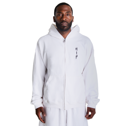 GRUNGE ZIP UP - BLANCO