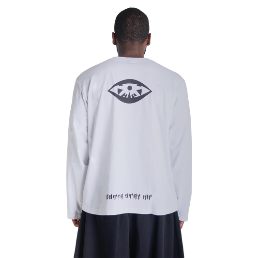 HAPPINESS IS PRIORITY L/S T-SHIRT - BLANCO
