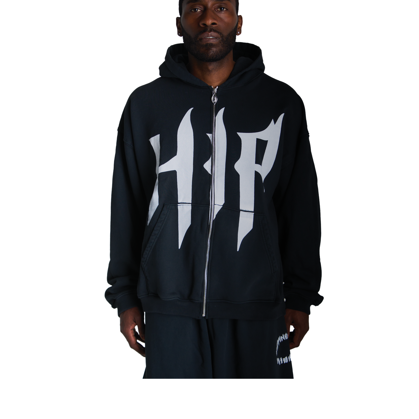 HAPPINESS IS PRIORITY ZIP UP - VINTAGE BLACK