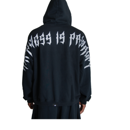HAPPINESS IS PRIORITY ZIP UP - VINTAGE BLACK
