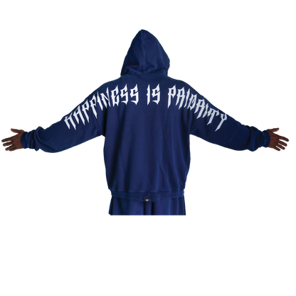 HAPPINESS IS PRIORITY ZIP UP - VINTAGE NAVY