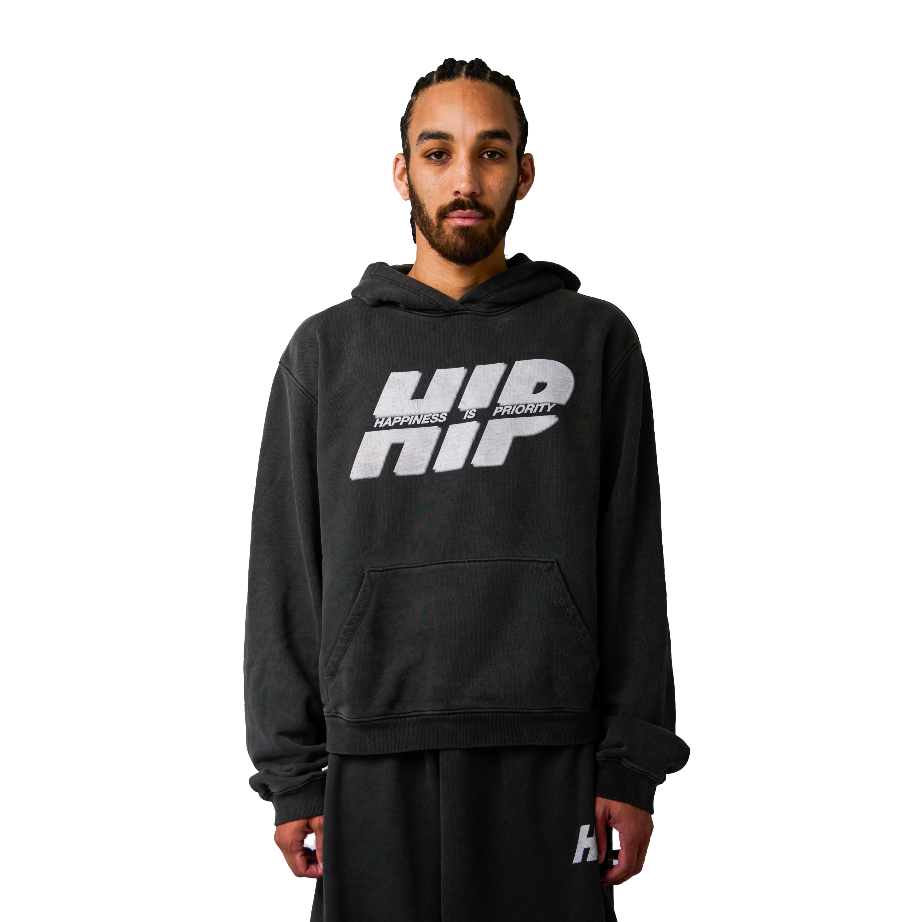 HAPPINESS IS PRIORITY CROP HOODIE