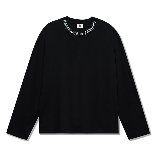 HAPPINESS IS PRIORITY L/S T-SHIRT -BLACK