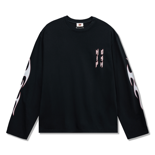 GRUNGE FLAME L/S T-SHIRT - NOIR