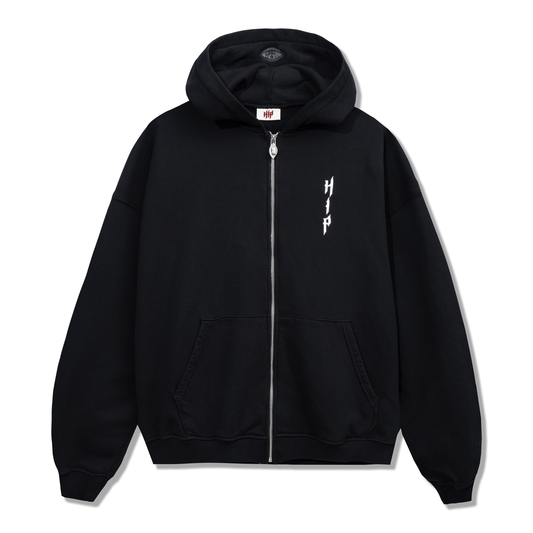 GRUNGE ZIP UP - BLACK