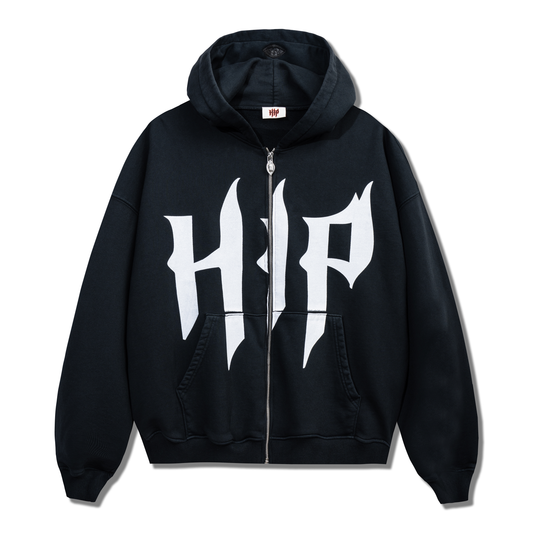 HAPPINESS IS PRIORITY ZIP UP - VINTAGE BLACK