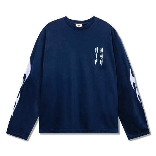 GRUNGE FLAME L/S T-SHIRT VINTAGE NAVY