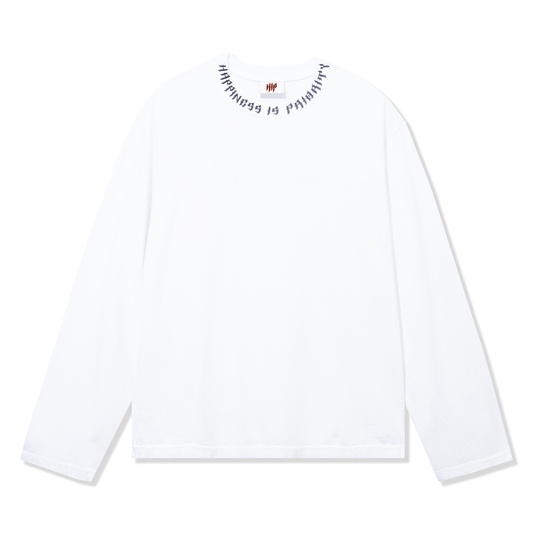 HAPPINESS IS PRIORITY L/S T-SHIRT - BLANCO
