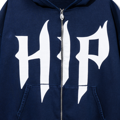 HAPPINESS IS PRIORITY ZIP UP - VINTAGE NAVY