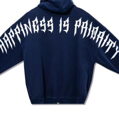 HAPPINESS IS PRIORITY ZIP UP - VINTAGE NAVY