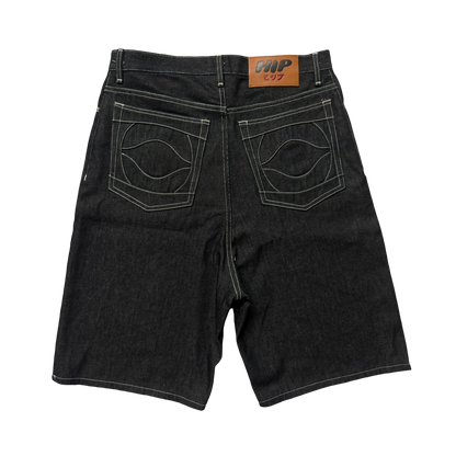 RAW BLACK DENIM SHORTS