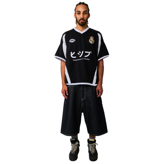 RAW BLACK DENIM SHORTS