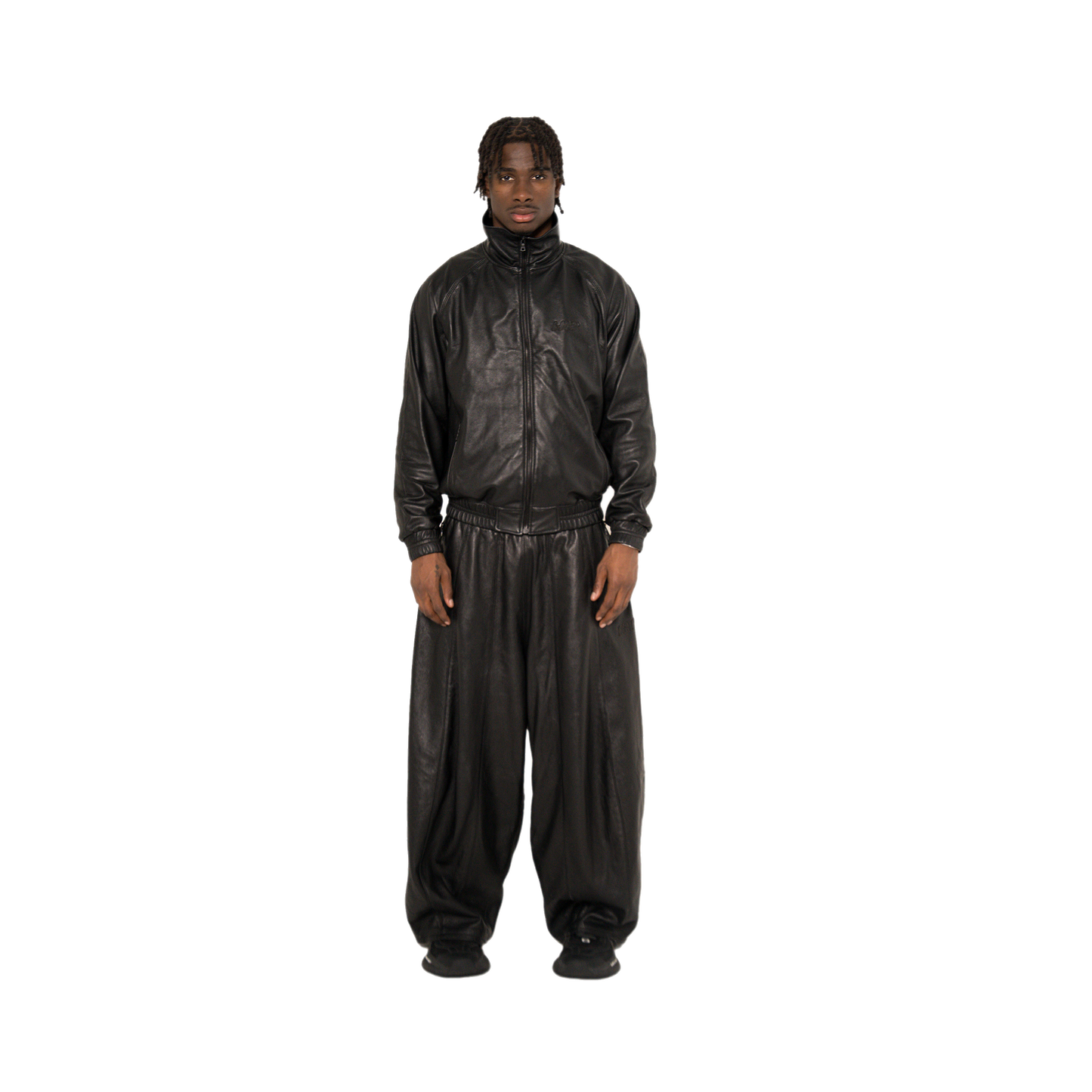 NOIR LEATHER TRACK PANTS